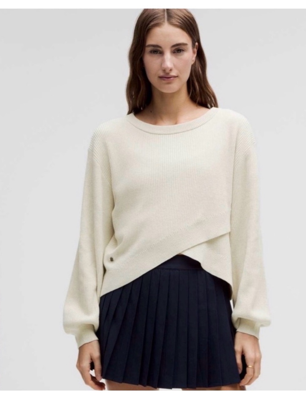 lululemon athletica Cream Ribbed Asymmetric reversible Pullover